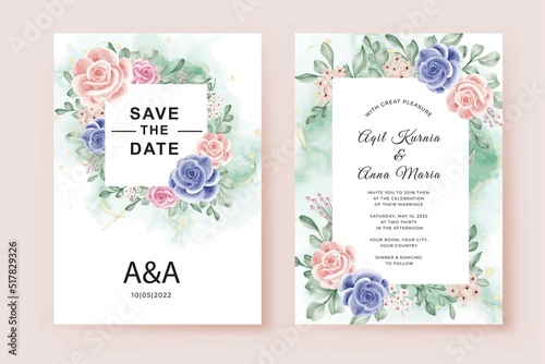 Beautiful watercolor flower wedding invitation floral design © orchidart