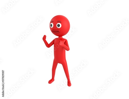 Red Man character fighting in 3d rendering.