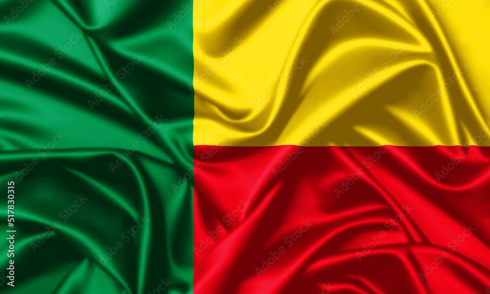 Benin waving flag close up satin texture background