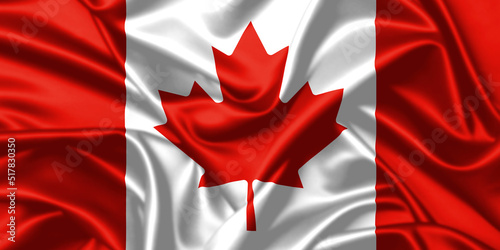 Canada waving flag close up satin texture background