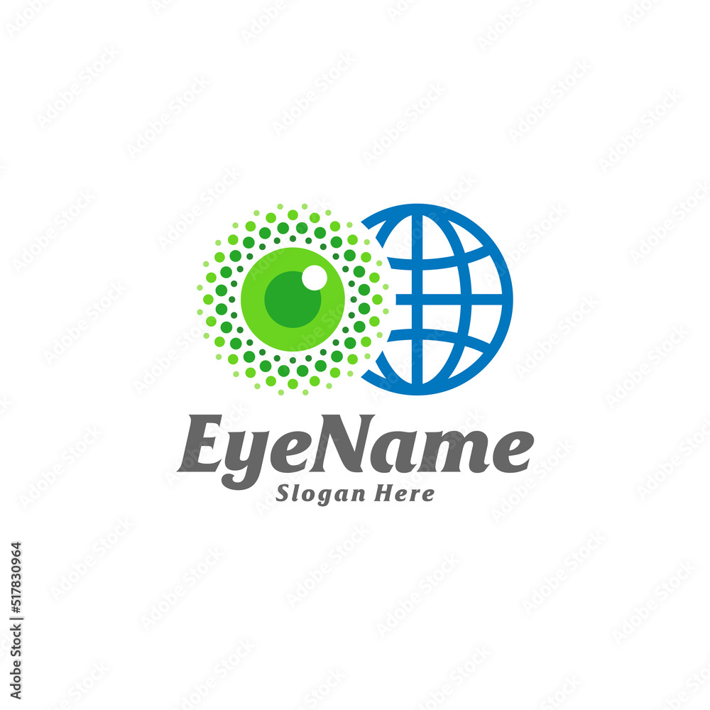 Fototapeta premium World Eye Logo Design Template. Eye World logo concept vector. Creative Icon Symbol