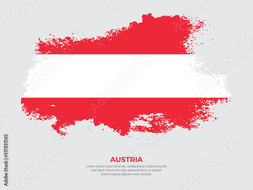 Vintage grunge style Austria flag with brush stroke effect vector illustration on solid background