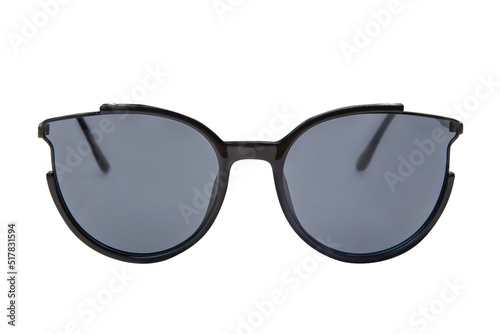 Round sunglasses side cut stylish for men and women black lens and frame front view