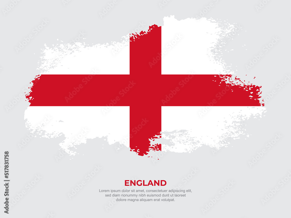 Fototapeta premium Vintage grunge style England flag with brush stroke effect vector illustration on solid background