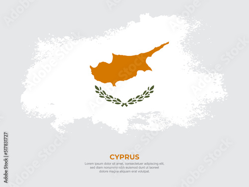 Vintage grunge style Cyprus flag with brush stroke effect vector illustration on solid background