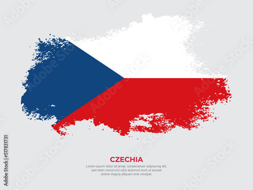 Vintage grunge style Czechia flag with brush stroke effect vector illustration on solid background