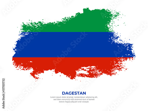 Vintage grunge style Dagestan flag with brush stroke effect vector illustration on solid background