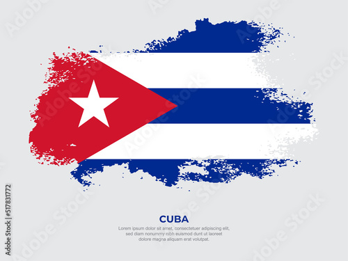 Vintage grunge style Cuba flag with brush stroke effect vector illustration on solid background