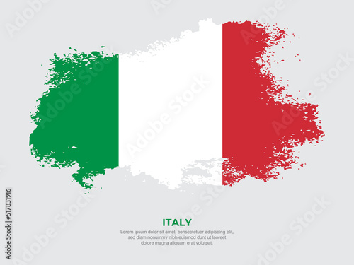 Vintage grunge style Italy flag with brush stroke effect vector illustration on solid background
