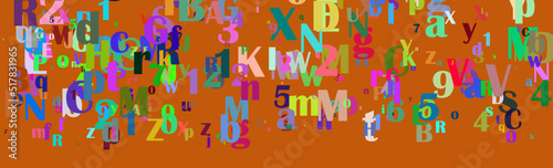 abstract colorful splashes background with letters pattern