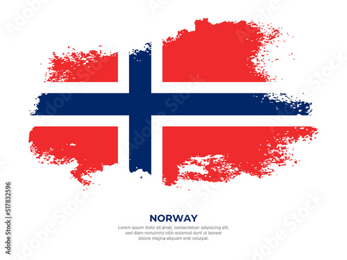 Vintage grunge style Norway flag with brush stroke effect vector illustration on solid background