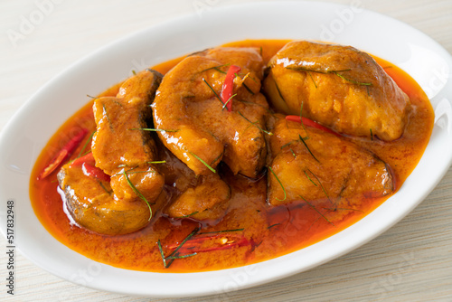 Redtail Catfish Fish in Dried Red Curry Sauce that called Choo Chee