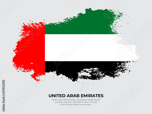 Vintage grunge style United Arab Emirates flag with brush stroke effect vector illustration on solid background