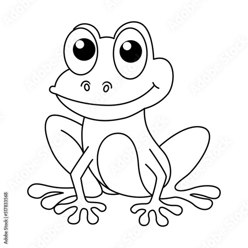 Cute frog cartoon coloring page illustration vector. For kids coloring book.