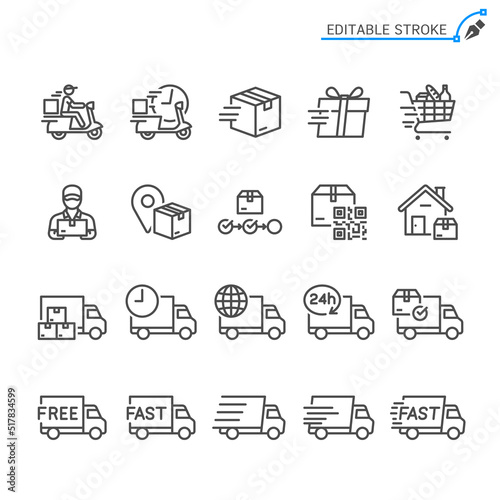 Delivery line icons. Editable stroke. Pixel perfect.