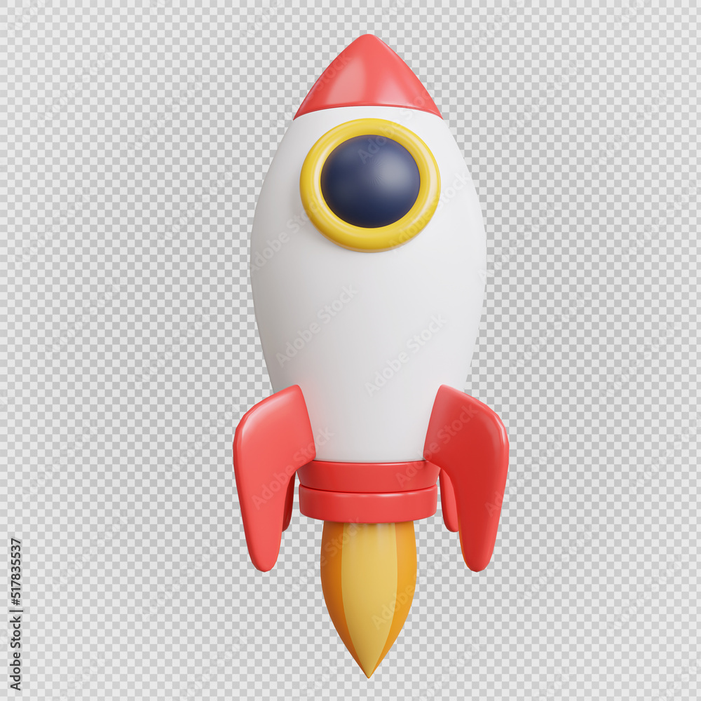 3d rendering Space Rocket Start Up icon. 3d rendering Space Rocket Start Up icon.