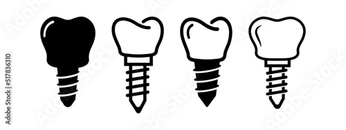 Tooth implant icon set design template vector illustration