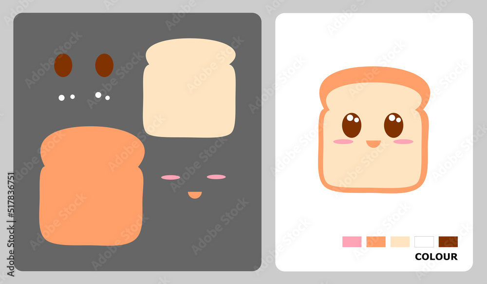 bread patterns for kids crafts or paper crafts. Vector illustration of