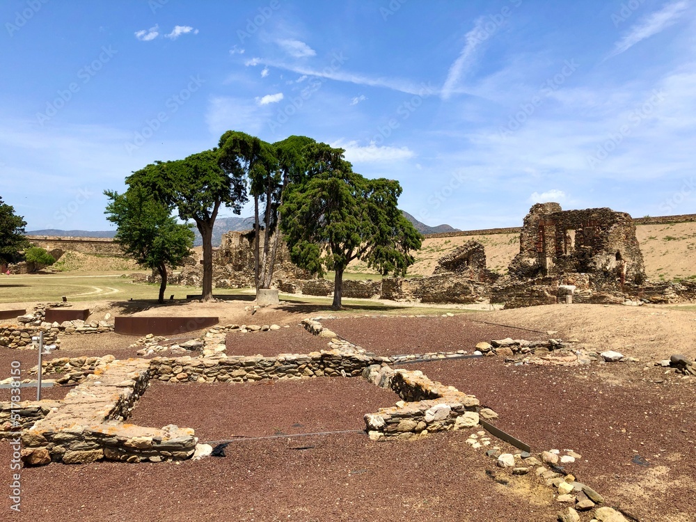 Roses, Spain - June, 2022: walking by central historical museum an old protection castle La Ciudadela Roses, Spain - June, 2022: walking by central historical museum an old protection castle La Ciudadela