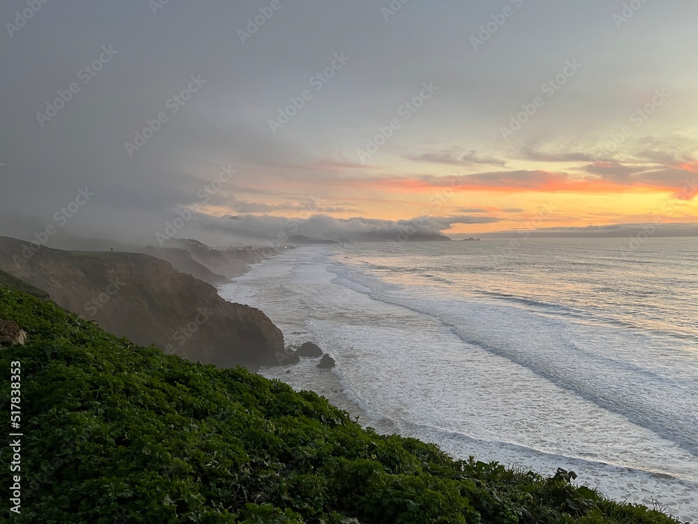 Sunset from San Francisco over the Pacific Ocean