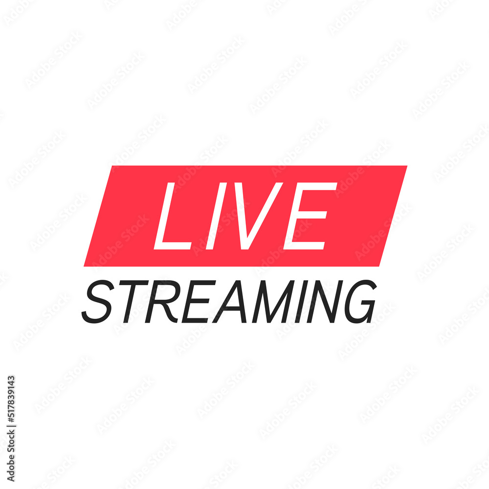 Red live streaming icon isolated on white background. Vector illustration for streaming, blogging, social media.. Red live streaming icon isolated on white background. Vector illustration for streaming, blogging, social media..
