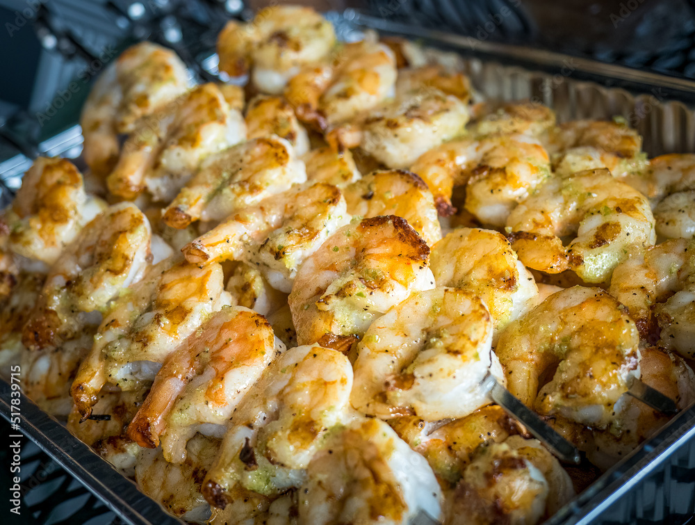 Close up picture of freshly cooked barbecue grilled prawns Close up picture of freshly cooked barbecue grilled prawns