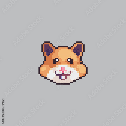 Fully editable hamster head vector illustration pixel art for game development, graphic design, poster and art.