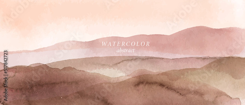 Beige, brown watercolor fluid painting. Vector abstract background design. Dusty pastel, neutral and golden marble. Dye elegant soft splash style. 