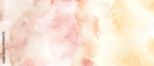 Beige, pink, orange watercolor fluid painting. Vector abstract background design. Dusty pastel, neutral and golden marble. Dye elegant soft splash style. 