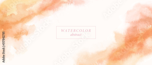 Beige, pink, orange watercolor fluid painting. Vector abstract background design. Dusty pastel, neutral and golden marble. Dye elegant soft splash style. 