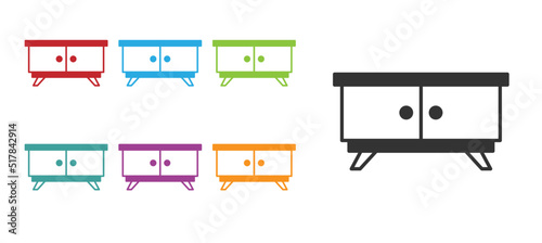 Black Furniture nightstand icon isolated on white background. Set icons colorful. Vector