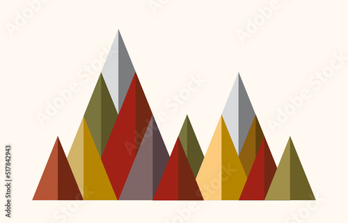 abstract mountains and autumn trees made with triangles. Vector geometric illustration fot template photo