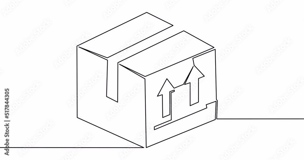 Self drawing line animation package box delivery continuous line drawn concept Self drawing line animation package box delivery continuous line drawn concept