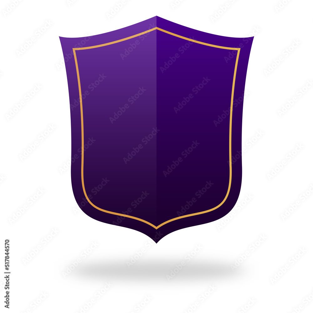 Purple Blank Shield Label, Frame Element On White Background. Purple Blank Shield Label, Frame Element On White Background.
