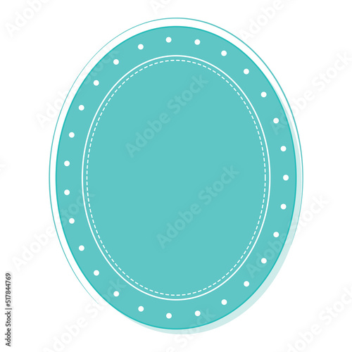 Empty Oval Frame Or Label, Sticker Element In Blue Color.