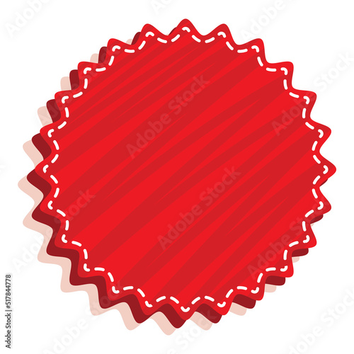 Red Empty Round Label Or Badge Element On White Background.