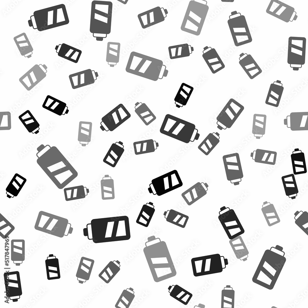 Black Battery for camera icon isolated seamless pattern on white background. Lightning bolt symbol. Vector Black Battery for camera icon isolated seamless pattern on white background. Lightning bolt symbol. Vector