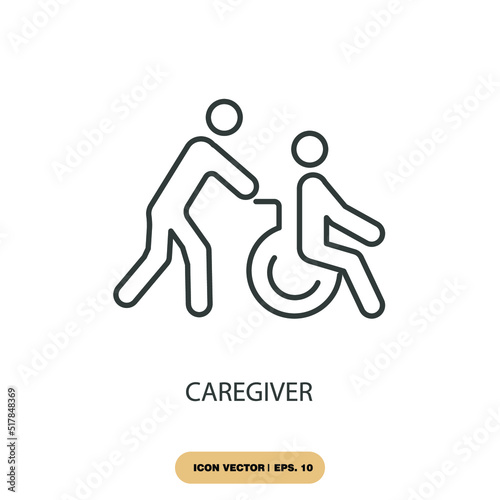 caregiver icons  symbol vector elements for infographic web