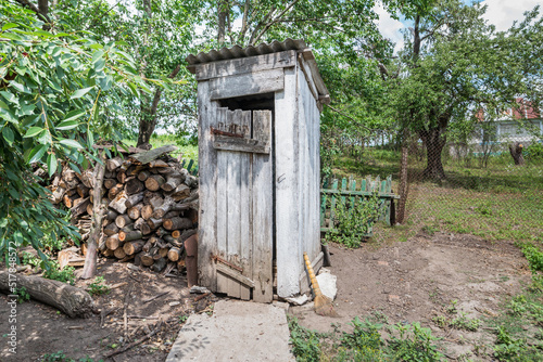 Wooden toilet in the village.