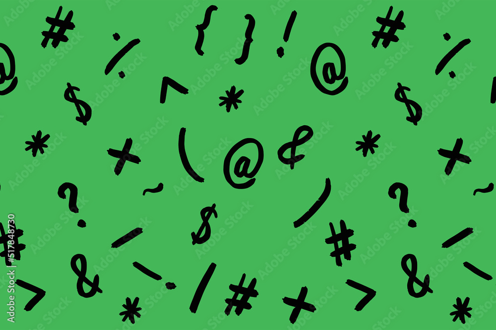pattern with the image of keyboard symbols. Punctuation marks. Template for applying to the surface. yellow green background pattern with the image of keyboard symbols. Punctuation marks. Template for applying to the surface. yellow green background