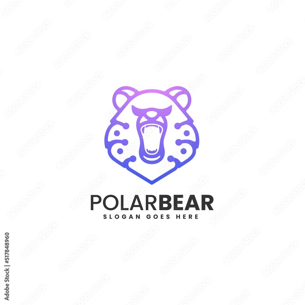 Vector Logo Illustration Polar Bear Gradient Line Art Style. Vector Logo Illustration Polar Bear Gradient Line Art Style.