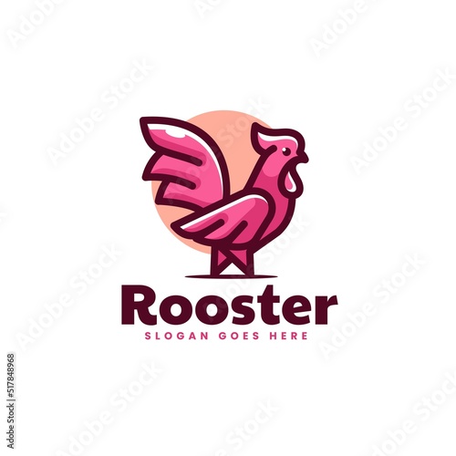 Vector Logo Illustration Rooster Simple Mascot Style.