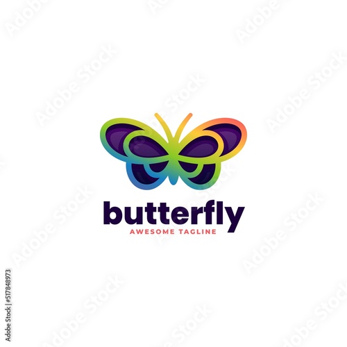 Vector Logo Illustration Butterfly Gradient Colorful Style.