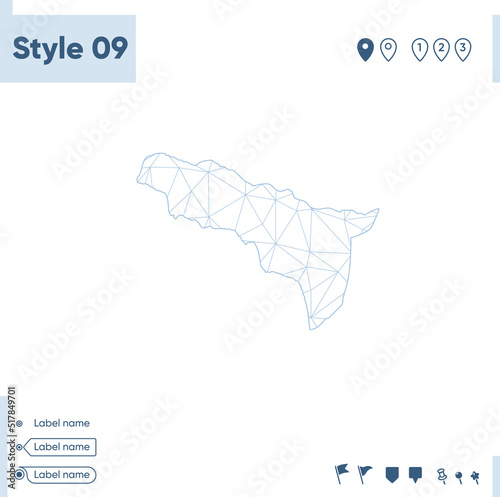 Abkhazia - white low poly map, polygonal map. Outline map. Vector illustration.