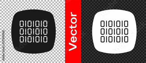 Black Binary code icon isolated on transparent background. Vector
