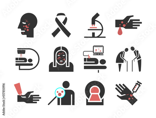 Skin cancer icons. Symptoms. Icons set Vector signs for web graphics.