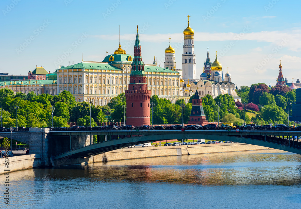 Moscow cityscape with Grand Kremlin palace and towers, Russia