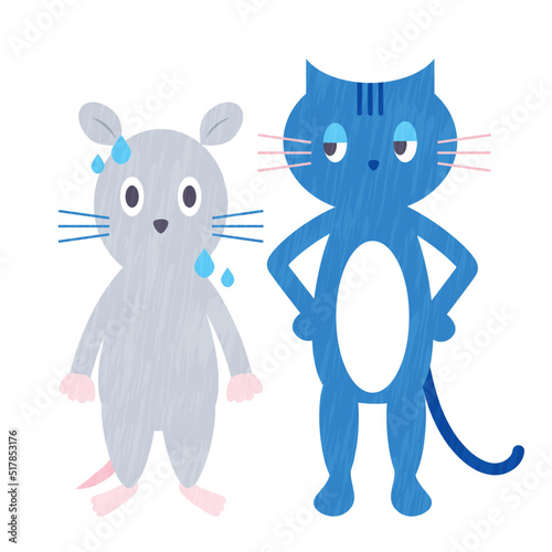 ネズミとネコ　睨むネコ