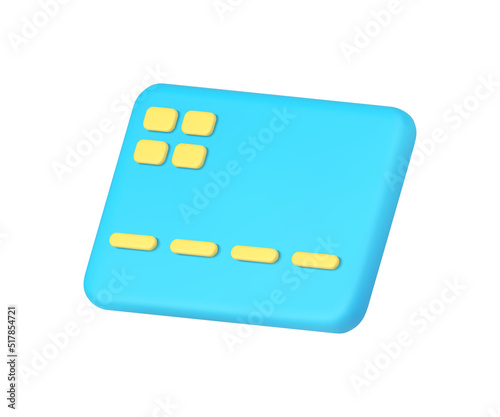 Plastic credit debit card digital payment e money transfer financial banking device 3d icon vector