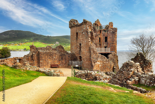 Ruin of castle Urquhart near Loch Ness, Scotland photo